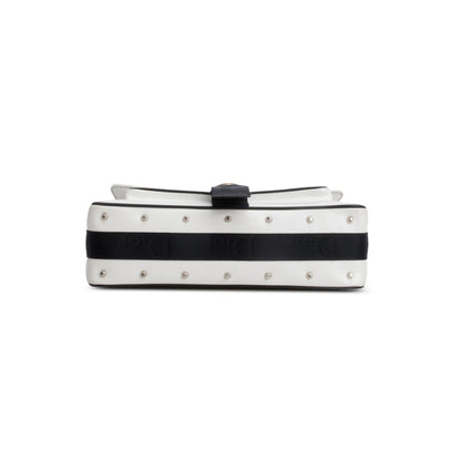 Christian Dior White Leather Crystal Embellished Hardcore Shoulder Bag
