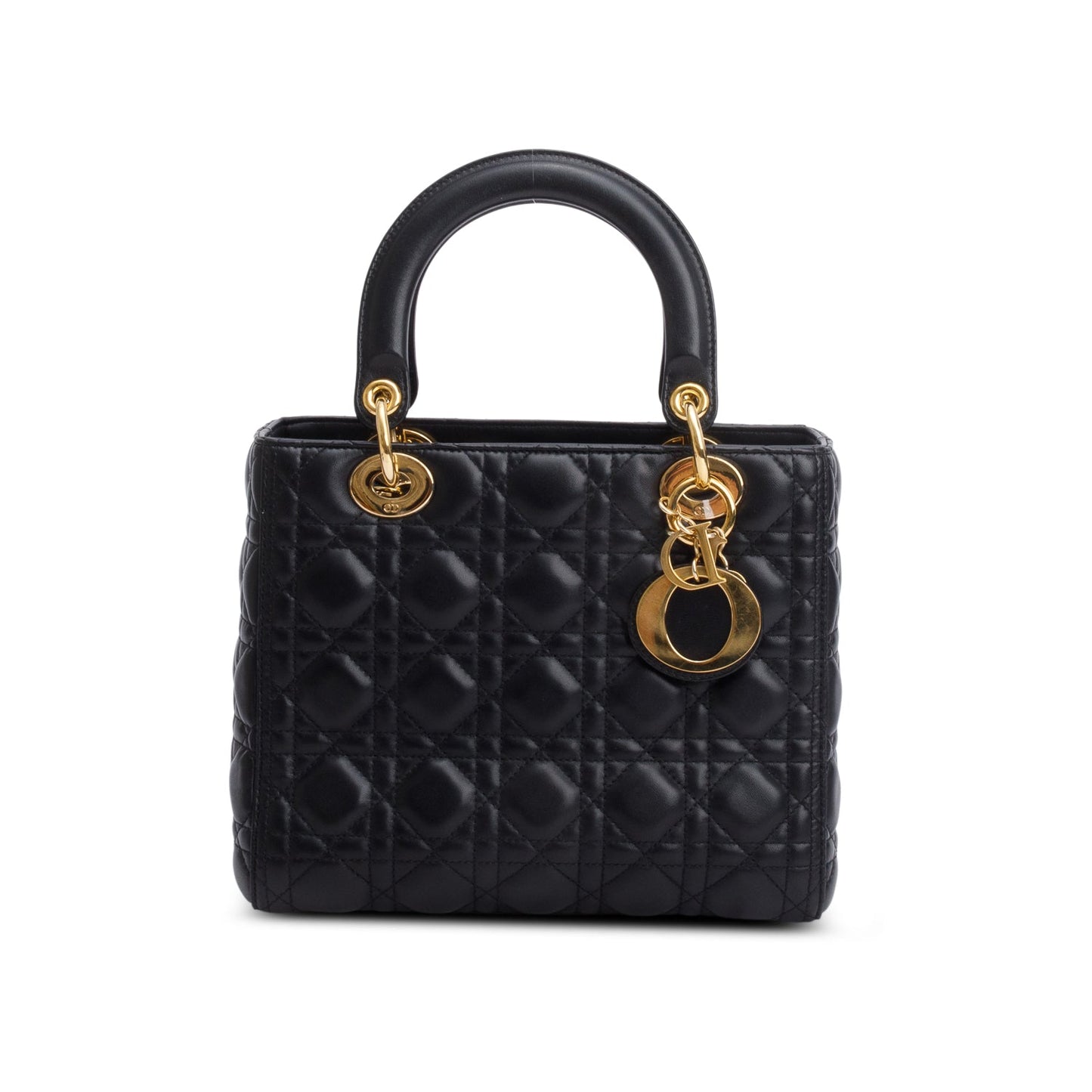 Christian Dior Black Cannage Lambskin Leather Medium Lady Dior Bag