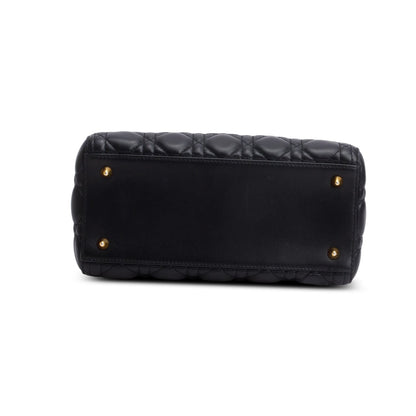 Christian Dior Black Cannage Lambskin Leather Medium Lady Dior Bag