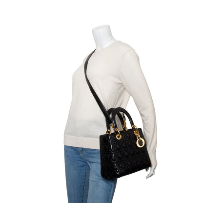 Christian Dior Black Cannage Lambskin Leather Medium Lady Dior Bag
