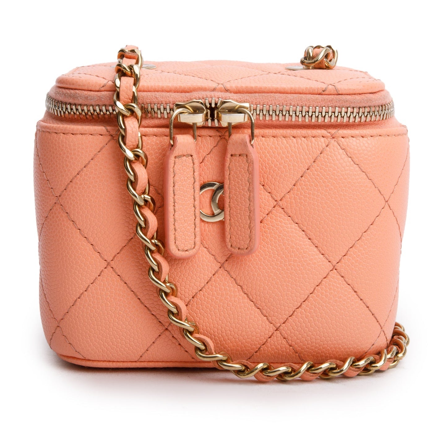 Chanel 2022 Pink Lambskin Quilted Extra Mini Vanity Case