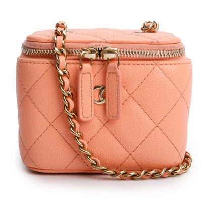 Chanel 2022 Pink Lambskin Quilted Extra Mini Vanity Case