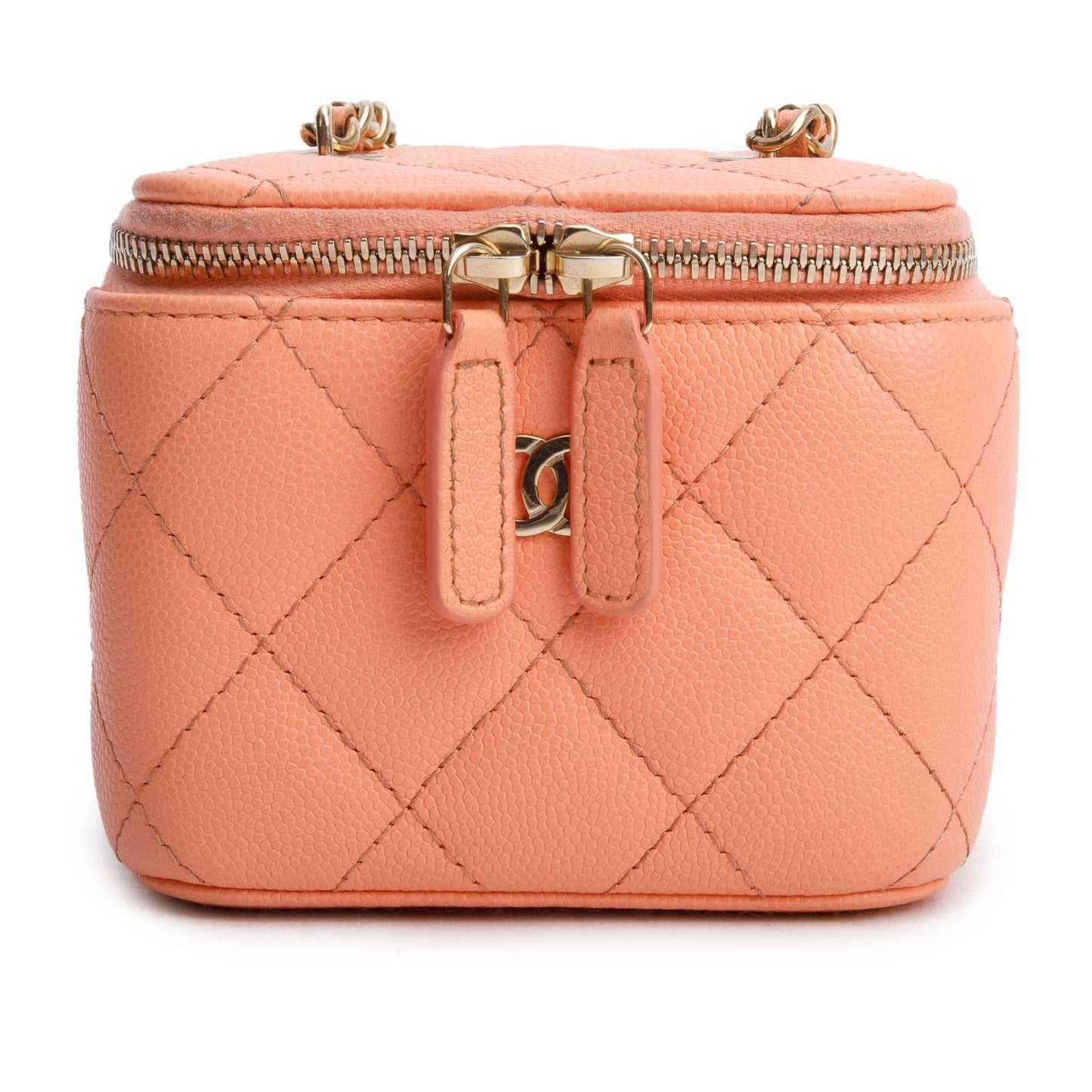 Chanel 2022 Pink Lambskin Quilted Extra Mini Vanity Case
