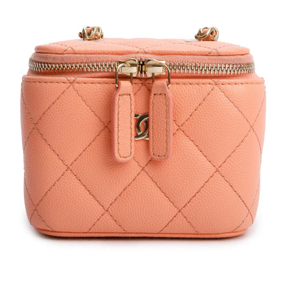 Chanel 2022 Pink Lambskin Quilted Extra Mini Vanity Case