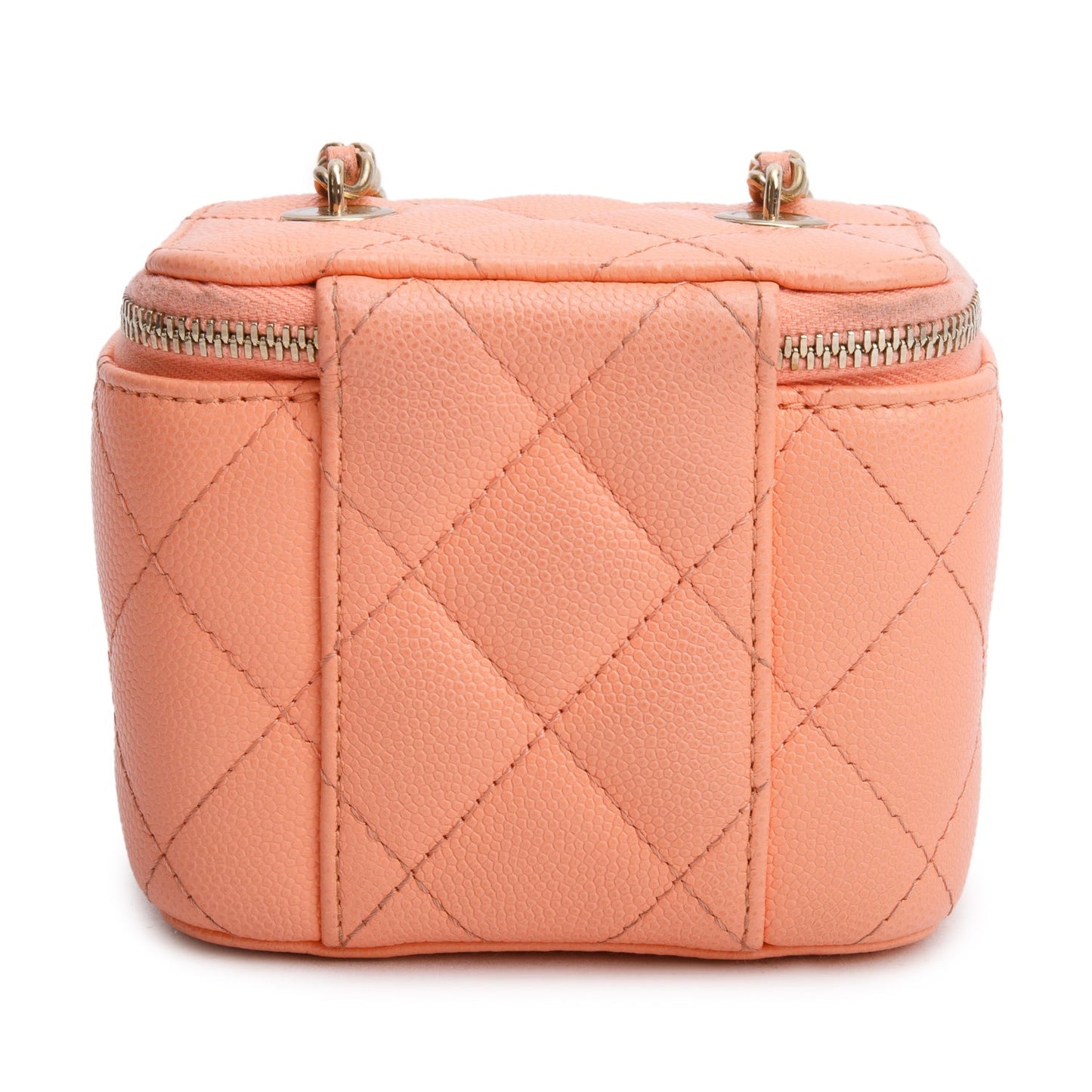 Chanel 2022 Pink Lambskin Quilted Extra Mini Vanity Case