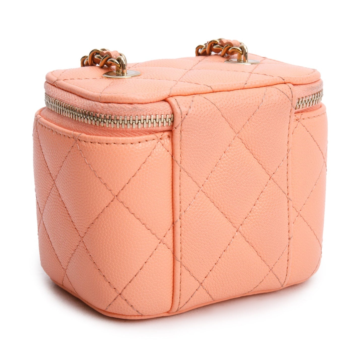 Chanel 2022 Pink Lambskin Quilted Extra Mini Vanity Case