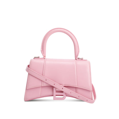 Balenciaga Pink Shiny Box Calfskin Leather XS Hourglass Top Handle Bag