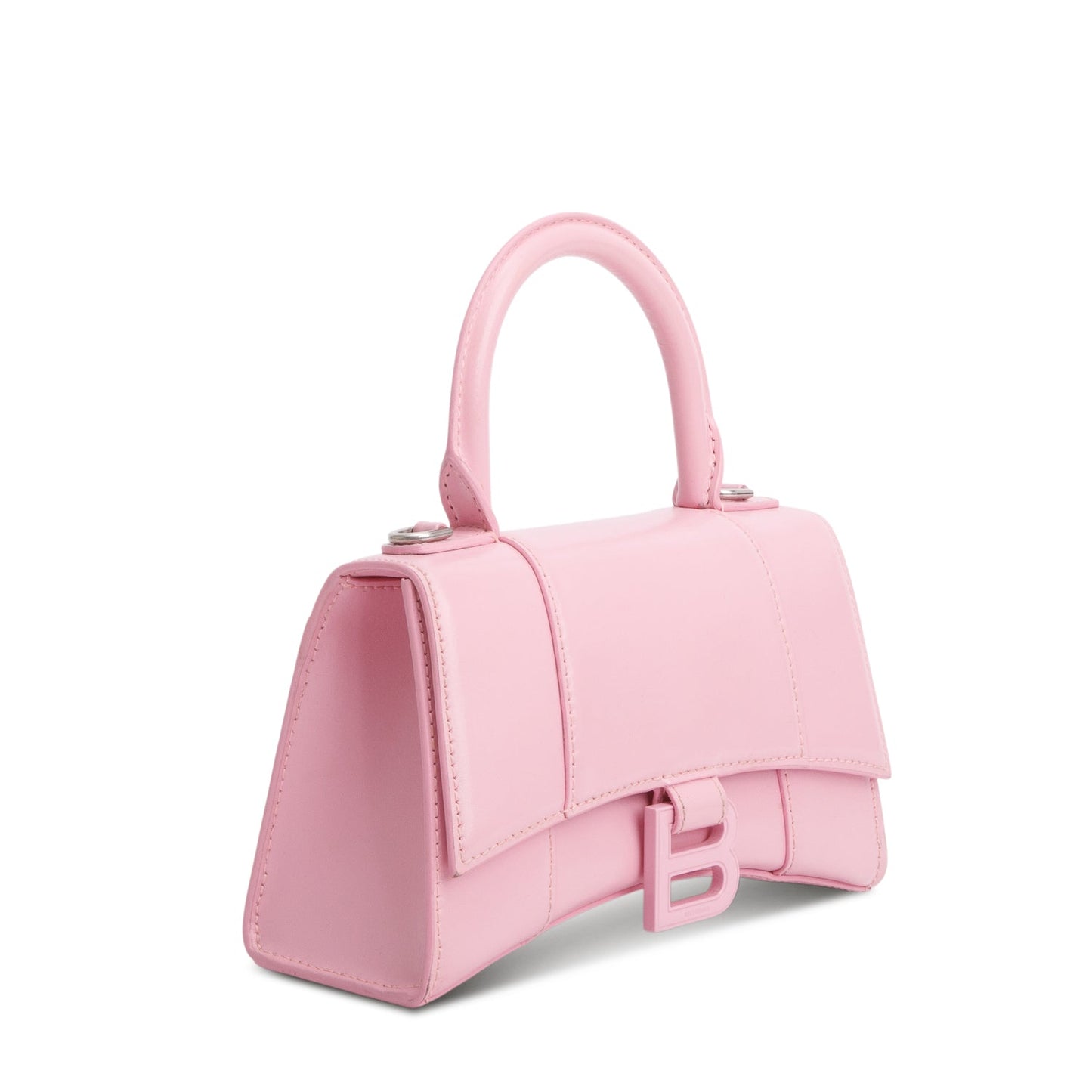 Balenciaga Pink Shiny Box Calfskin Leather XS Hourglass Top Handle Bag