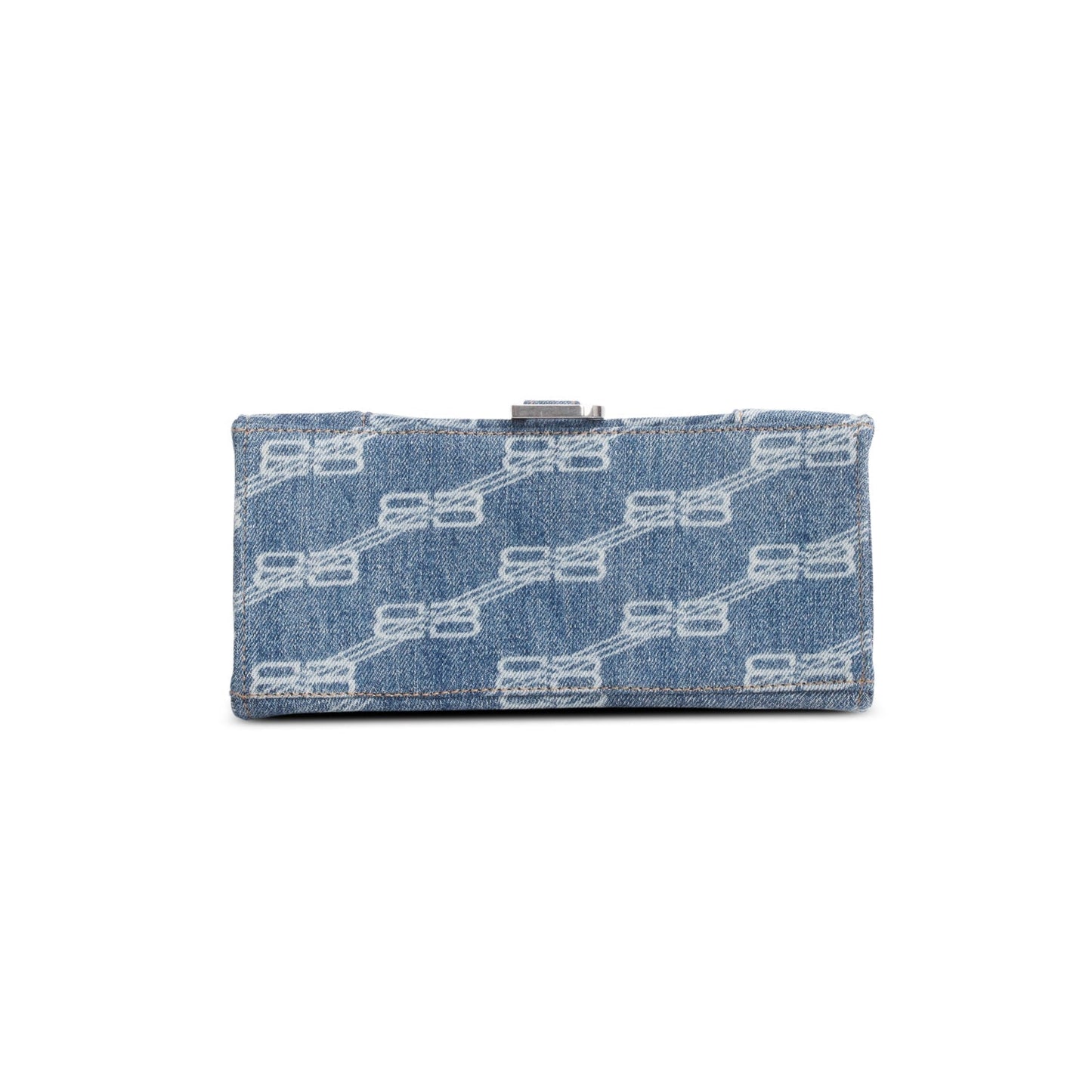 Balenciaga Blue BB Monogram Denim Small Hourglass Top Handle Bag