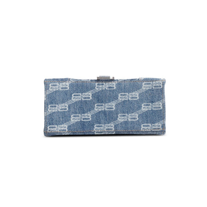 Balenciaga Blue BB Monogram Denim Small Hourglass Top Handle Bag