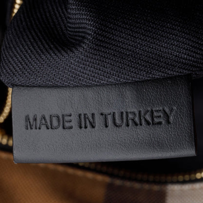 Burberry Brown Canvas Ashby Check Bucket Bag