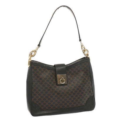 Luxury CELINE Macadam Canvas Shoulder Bag PVC Black  68449