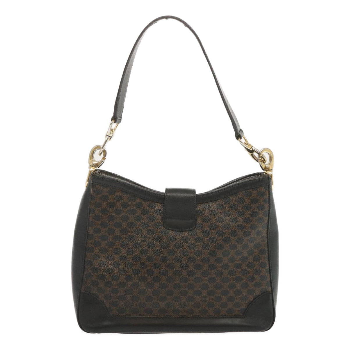 Luxury CELINE Macadam Canvas Shoulder Bag PVC Black  68449