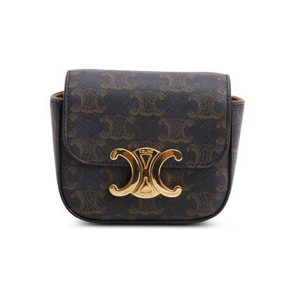 Celine 2022 Triomphe Canvas Calfskin Mini Claude