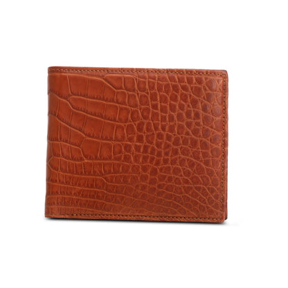 Burberry Brown Croc Embossed Slim Bifold Wallet