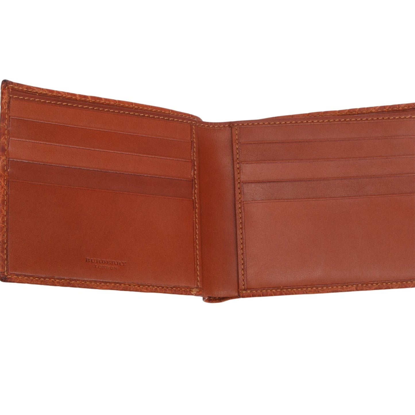 Burberry Brown Croc Embossed Slim Bifold Wallet