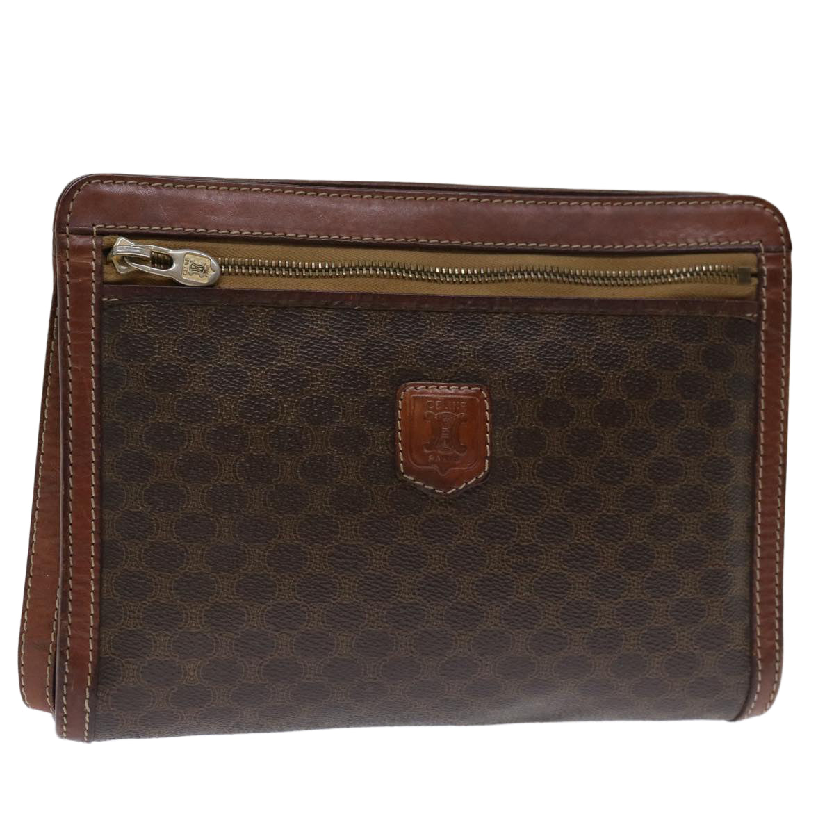 Luxury CELINE Macadam Canvas Clutch Bag PVC Brown  68503