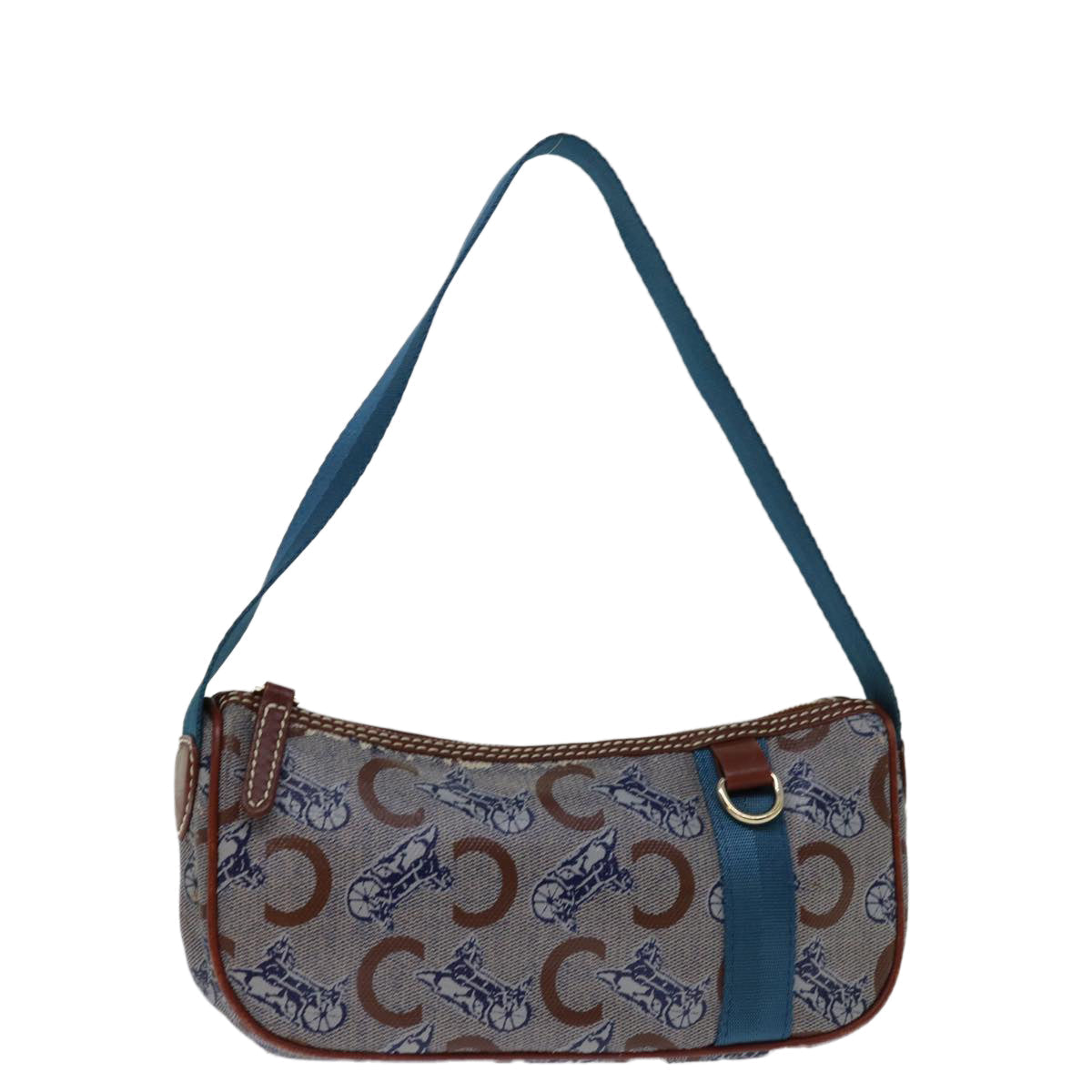 Luxury CELINE C Macadam Canvas Shoulder Bag Blue  68504