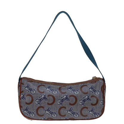 Luxury CELINE C Macadam Canvas Shoulder Bag Blue  68504
