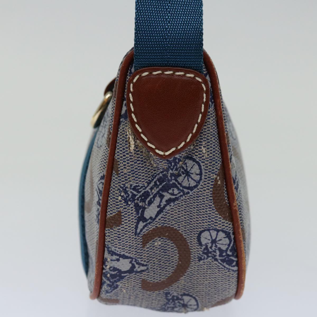 Luxury CELINE C Macadam Canvas Shoulder Bag Blue  68504