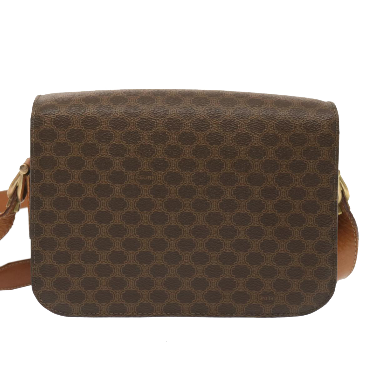 Luxury CELINE Macadam Canvas Shoulder Bag PVC Leather Brown  68505