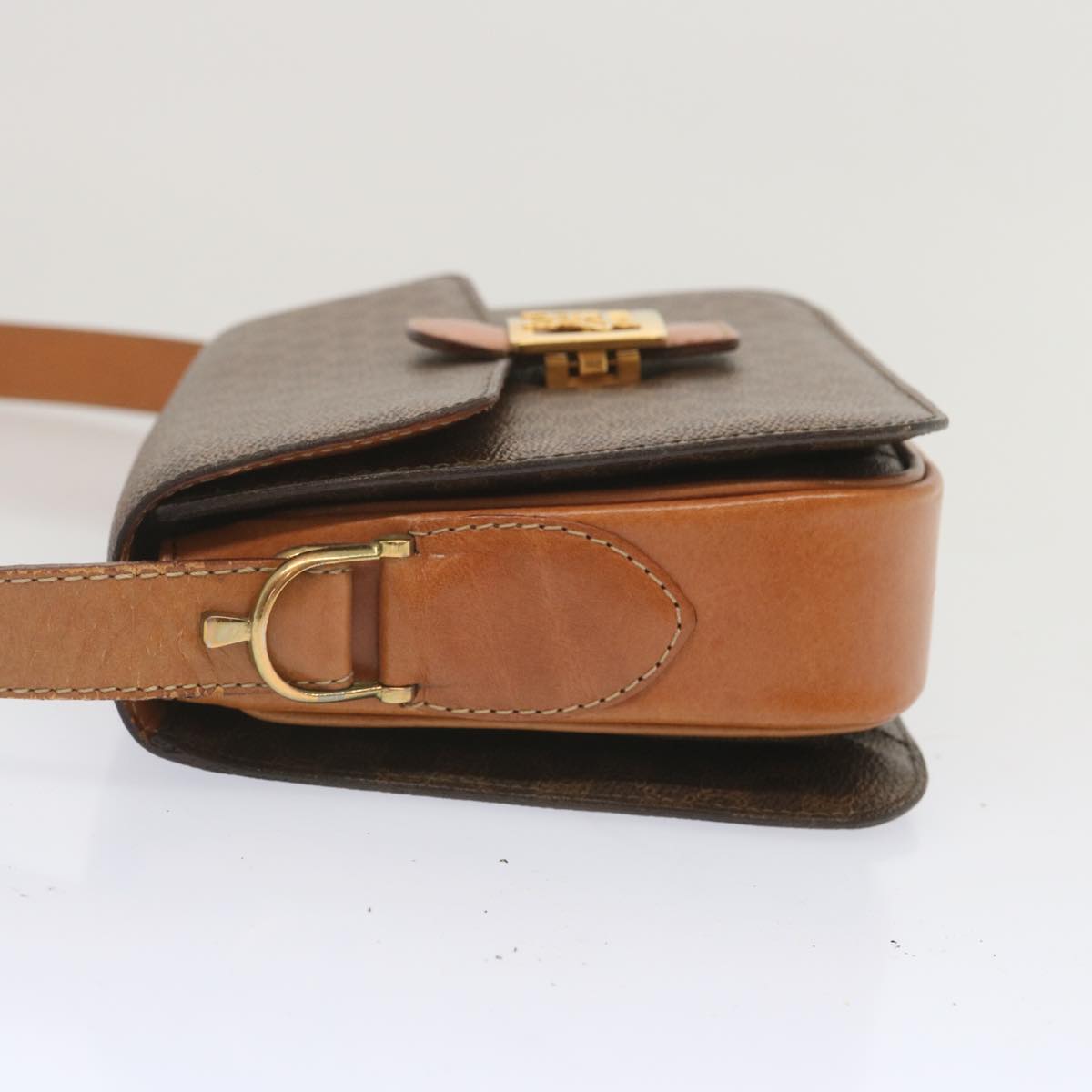 Luxury CELINE Macadam Canvas Shoulder Bag PVC Leather Brown  68505