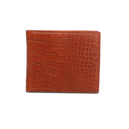 Burberry Brown Croc Embossed Slim Bifold Wallet