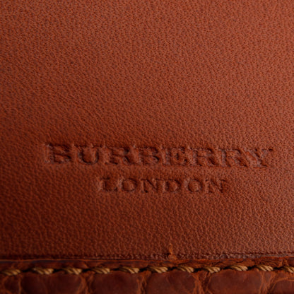 Burberry Brown Croc Embossed Slim Bifold Wallet