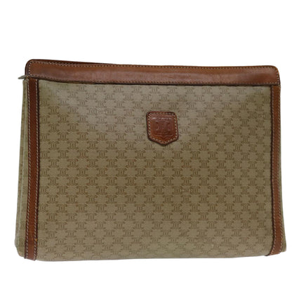 Luxury CELINE Macadam Canvas Clutch Bag Beige  68510