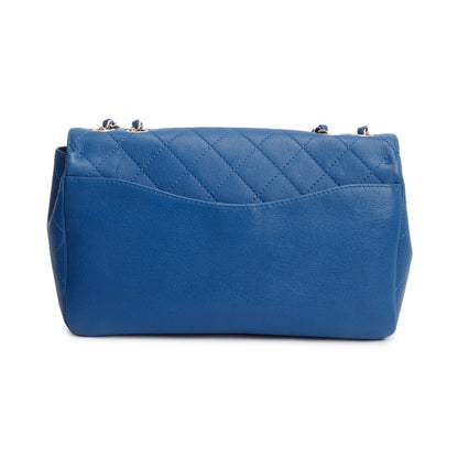 Chanel Blue Quilted Goatskin Coco Curve Flap Messenger Bag
