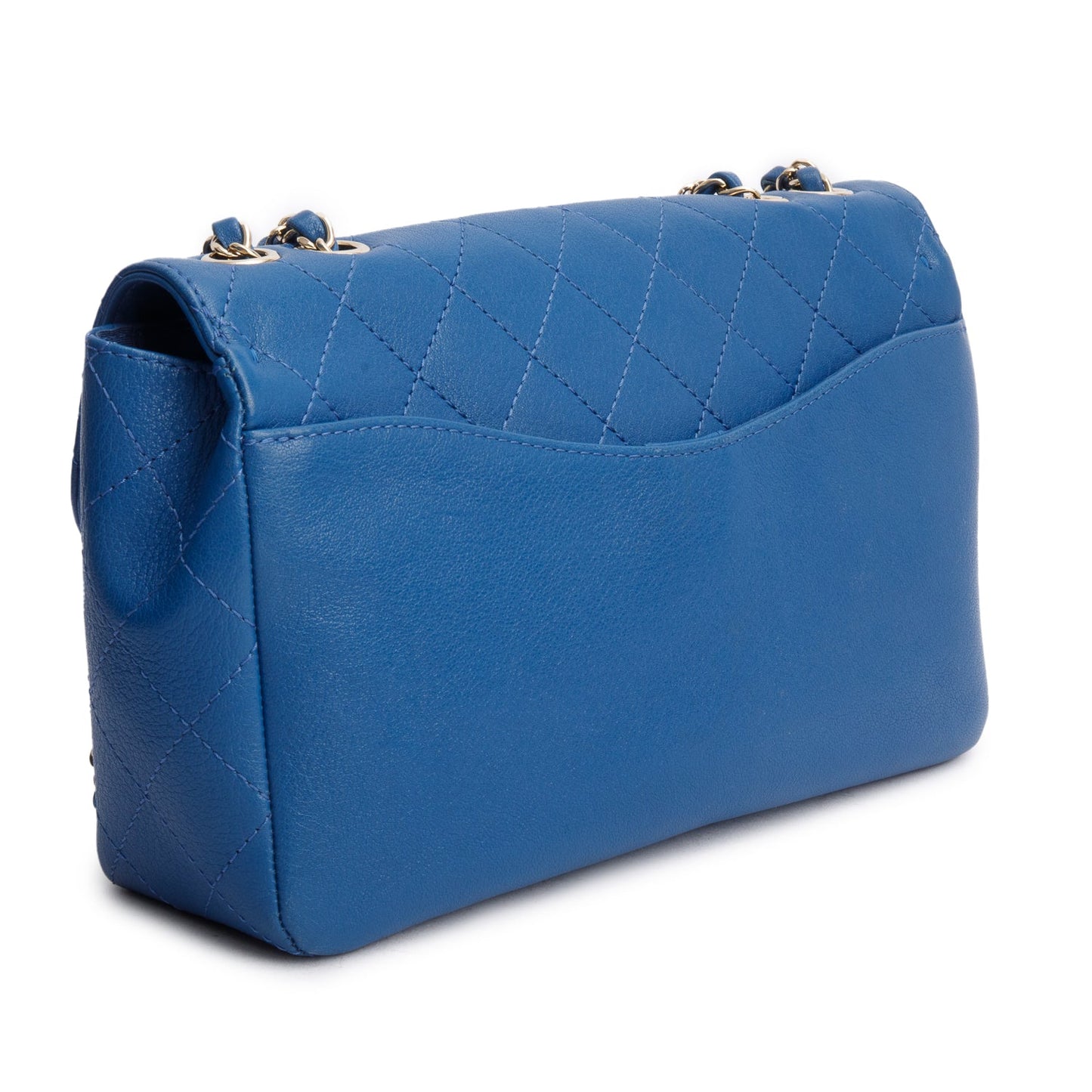 Chanel Blue Quilted Goatskin Coco Curve Flap Messenger Bag