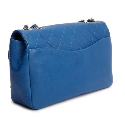 Chanel Blue Quilted Goatskin Coco Curve Flap Messenger Bag