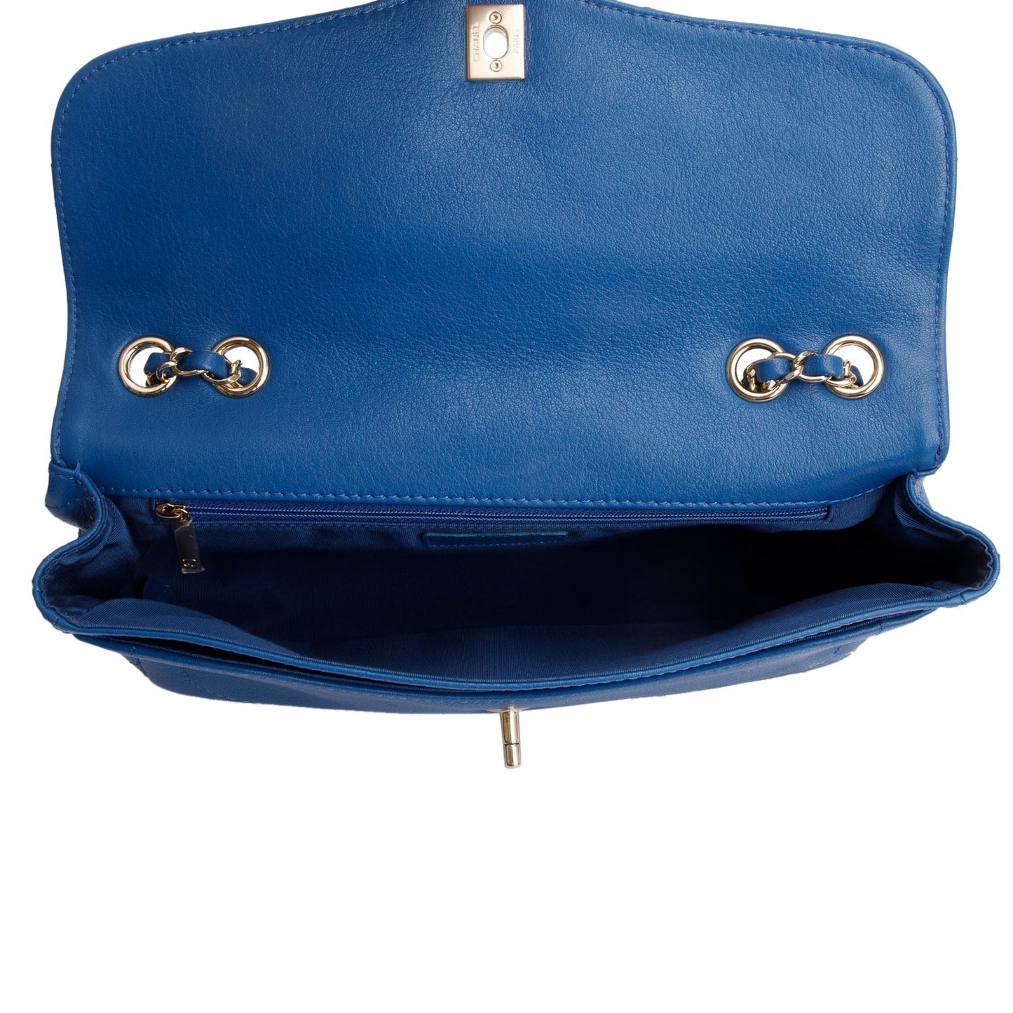 Chanel Blue Quilted Goatskin Coco Curve Flap Messenger Bag