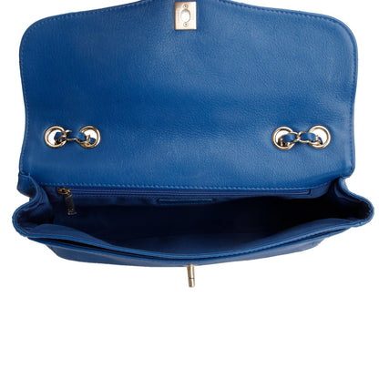 Chanel Blue Quilted Goatskin Coco Curve Flap Messenger Bag