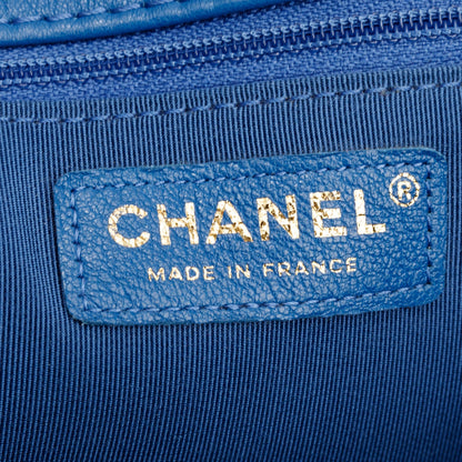 Chanel Blue Quilted Goatskin Coco Curve Flap Messenger Bag