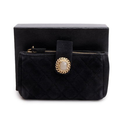 Chanel Black Velvet O-Phone Holder Pouch