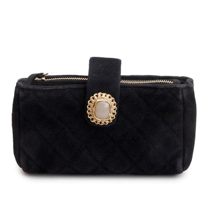 Chanel Black Velvet O-Phone Holder Pouch