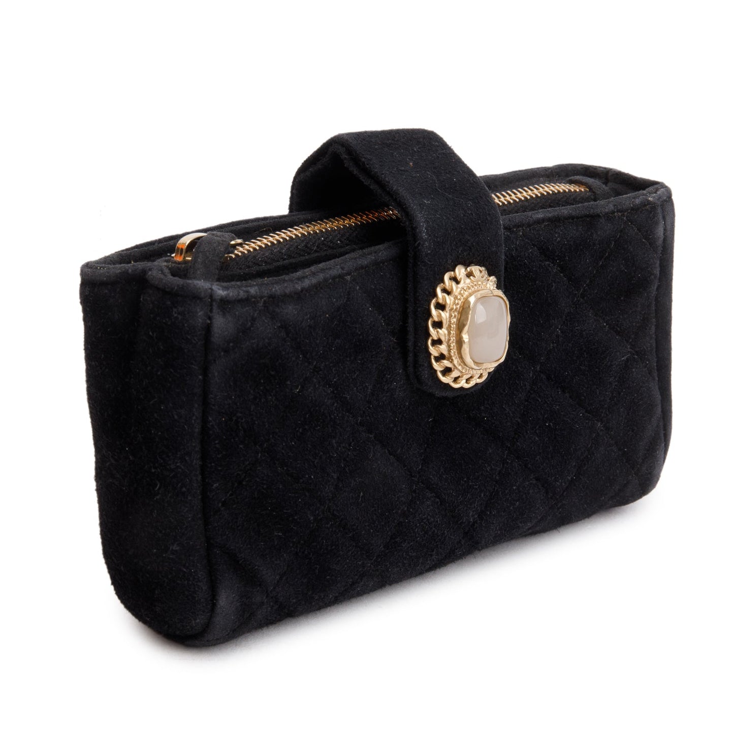 Chanel Black Velvet O-Phone Holder Pouch
