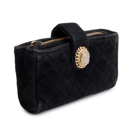Chanel Black Velvet O-Phone Holder Pouch