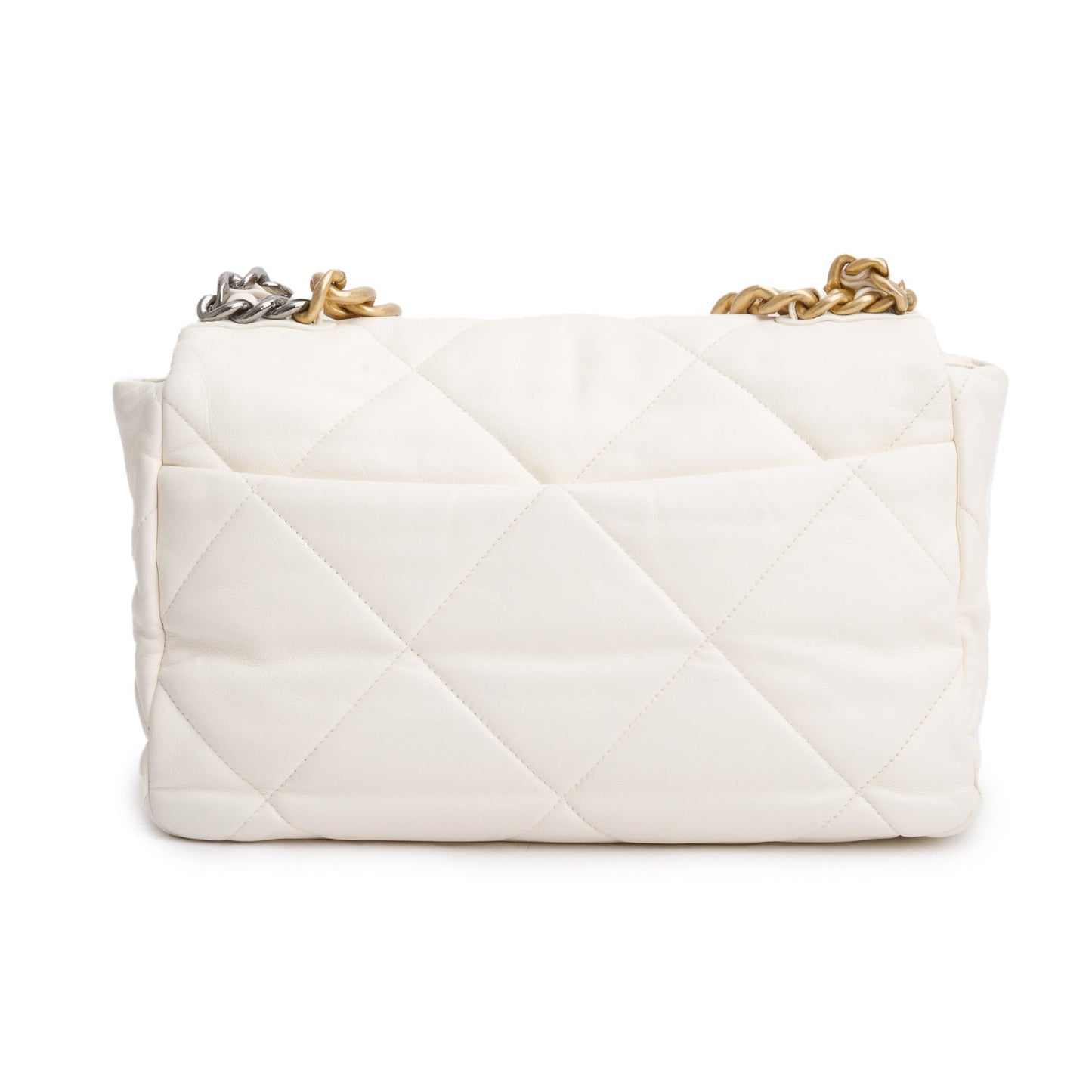 Chanel 2020 White Lambskin Leather Medium 19 Flap Bag