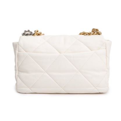 Chanel 2020 White Lambskin Leather Medium 19 Flap Bag