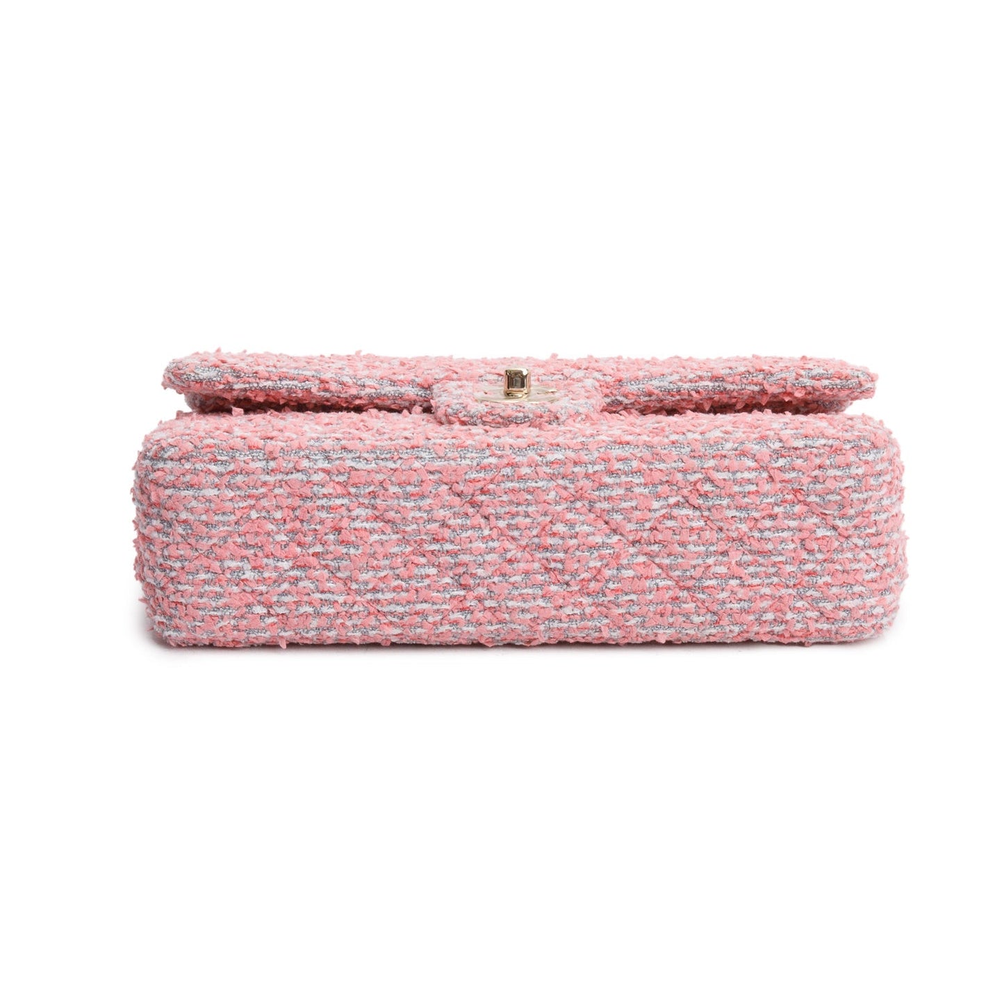 Chanel 2020 Pink Tweed Quilted Medium Double Flap Bag