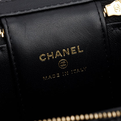 Chanel 2025 Black Lambskin Polly Pocket Vanity Bag