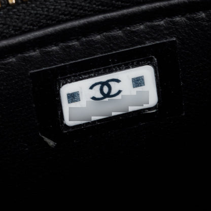 Chanel 2025 Black Lambskin Polly Pocket Vanity Bag