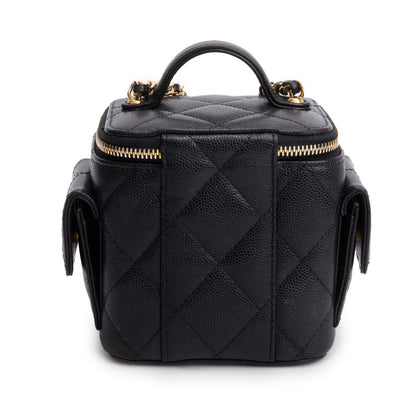 Chanel 2025 Black Lambskin Polly Pocket Vanity Bag