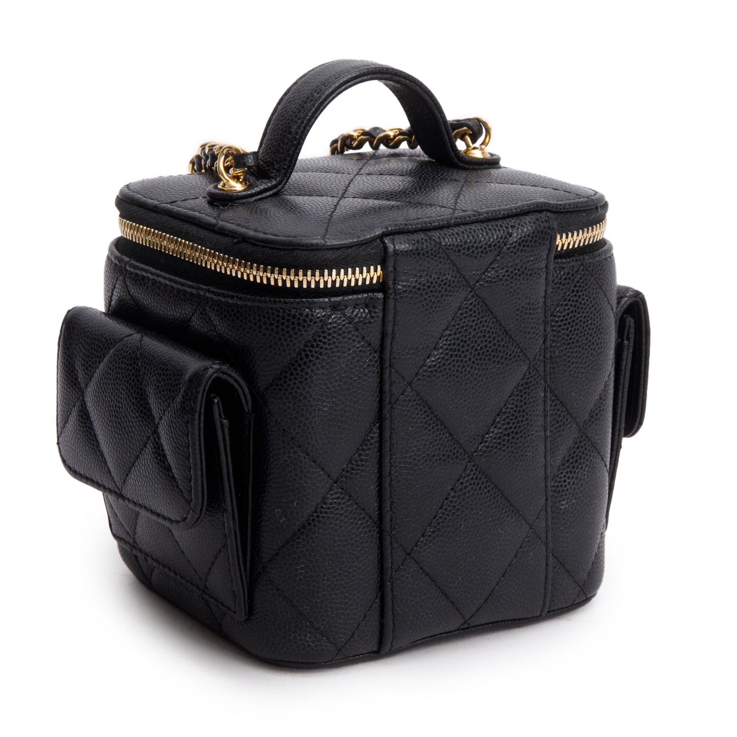 Chanel 2025 Black Lambskin Polly Pocket Vanity Bag