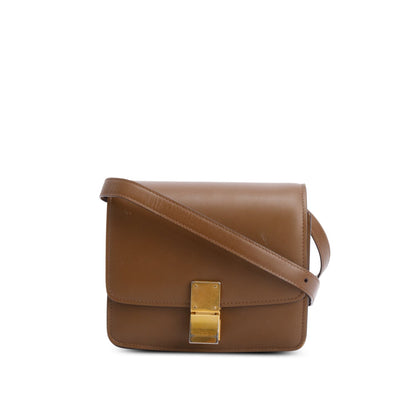 Celine Brown Smooth Calfskin Small Classic Box Flap Bag
