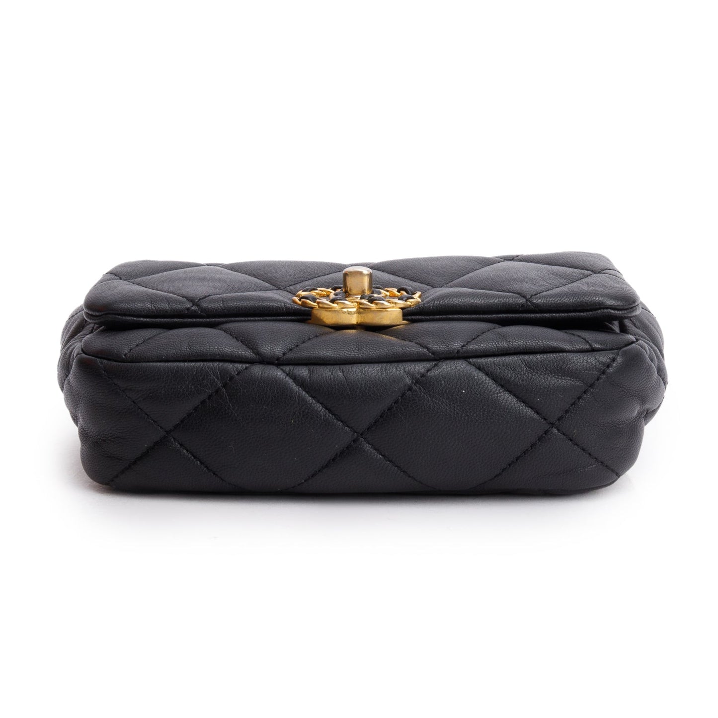 Chanel Black Lambskin Quilted 19 Waist Bag