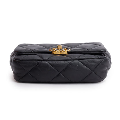Chanel Black Lambskin Quilted 19 Waist Bag
