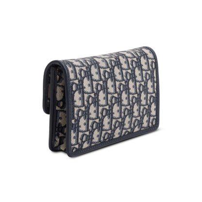 Christian Dior Blue Oblique Dioraddict Wallet on Chain Clutch